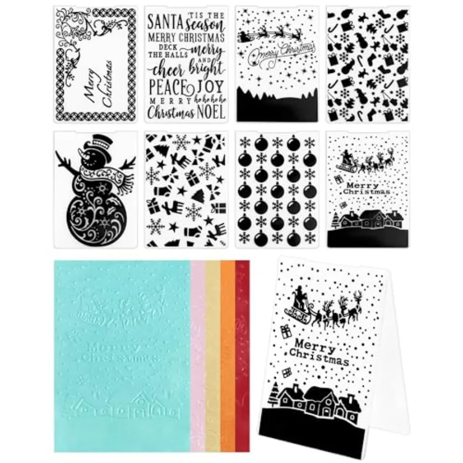 FIVEIZERO 8 Pcs Embossing Folders for Embossing Machine, 5.8 x 4.1 Inch Paper Card Embossing Templates, for Holiday Card Making
FIVEIZERO 8 Pcs Embossing Folders for Embossing Machine, 5.8 x 4.1 Inch Paper Card Embossing Templates, for Holiday Card Making