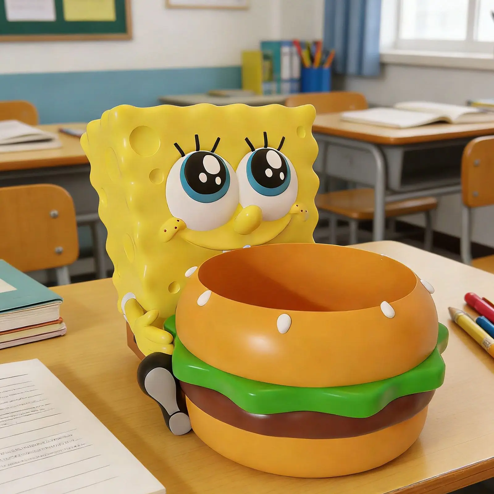 Cute SpongeBob Hamburger Storage Ornament Multifunctional Cartoon Snack Container Desktop Home Bedroom Nightstand Decoration
Cute SpongeBob Hamburger Storage Ornament Multifunctional Cartoon Snack Container Desktop Home Bedroom Nightstand Decoration