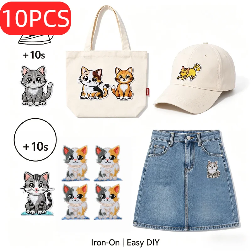 10PCS BULK Adorable Cat Embroidery Patch, Trendy Meow Meow Iron on For Backpack DIY Decor Apparel Sewing Supplies)
10PCS BULK Adorable Cat Embroidery Patch, Trendy Meow Meow Iron on For Backpack DIY Decor Apparel Sewing Supplies)