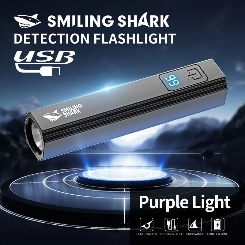 Smiling Shark UV Light 2Mode 365nm Mini Flashlight Purple Light Test Lamp Rechargeable Torch Light Money Test SD5316
Smiling Shark UV Light 2Mode 365nm Mini Flashlight Purple Light Test Lamp Rechargeable Torch Light Money Test SD5316