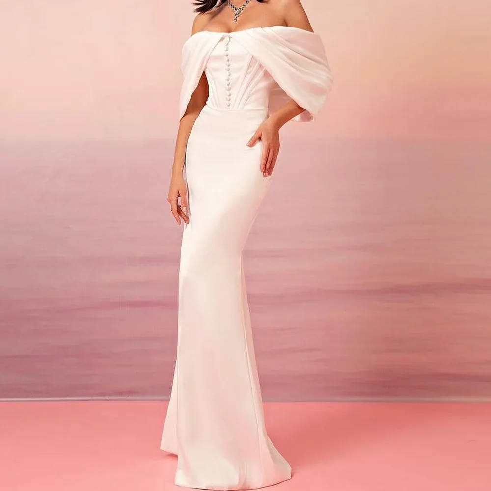 Short Sleeves Straight Off the Shoulder Floor Length Sweep Train Solid Color Elegant Party Dresses Woman Special Occasion Gowns
Short Sleeves Straight Off the Shoulder Floor Length Sweep Train Solid Color Elegant Party Dresses Woman Special Occasion Gowns