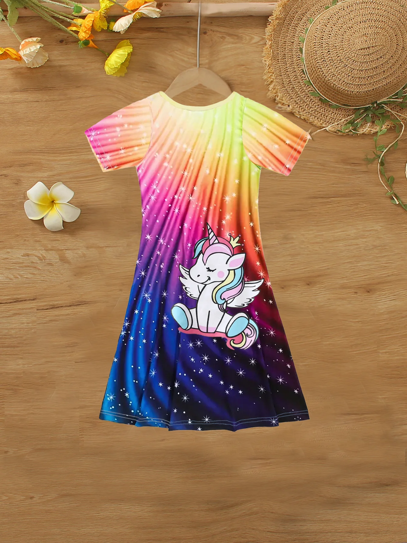 Summer Colorful Round-Neck Unicorn Print Cute Dress
Summer Colorful Round-Neck Unicorn Print Cute Dress