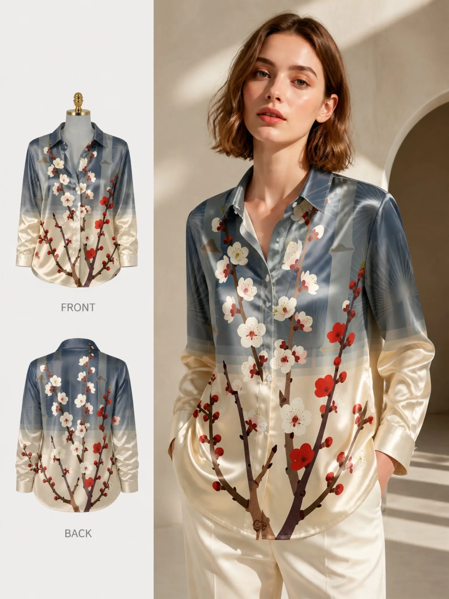 Champagne Burgundy Rose Satin Blouse for Women Long Sleeve Button Down Shirt Vintage Garden Elegant Silky Top
Champagne Burgundy Rose Satin Blouse for Women Long Sleeve Button Down Shirt Vintage Garden Elegant Silky Top