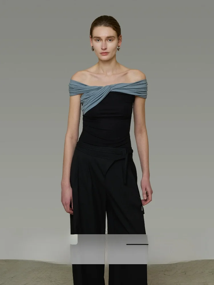 Unspoken Knitted Off-Shoulder Short-Sleeve Women's Top Color Block Design High-End Feeling French Style Slim Fit Modal Fabric
Unspoken Knitted Off-Shoulder Short-Sleeve Women's Top Color Block Design High-End Feeling French Style Slim Fit Modal Fabric