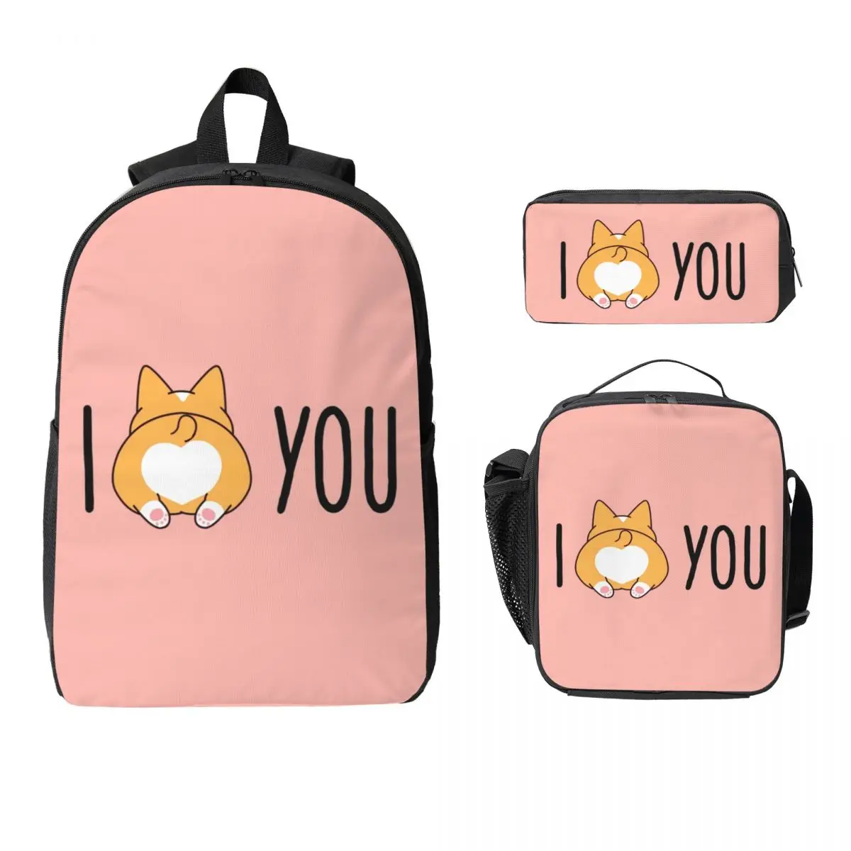 Рюкзак Corgi Butt, студенческая сумка для книг для мальчиков и девочек, школьная сумка, компьютерные сумки на плечо, 3 шт., изолированная сумка для обеда, пенал
Рюкзак Corgi Butt, студенческая сумка для книг для мальчиков и девочек, школьная сумка, компьютерные сумки на плечо, 3 шт., изолированная сумка для обеда, пенал