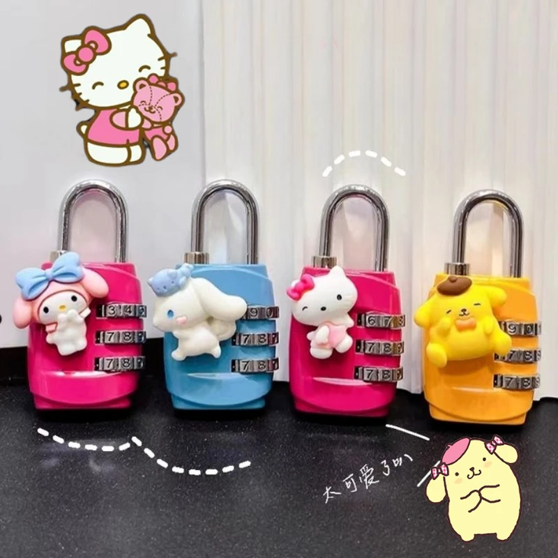 3-значный замок Sanrio Hello Kitty с паролем, безопасность, небольшой навесной замок для чемодана, мультяшный навесной замок Kuromi, шкафы, инструменты для блокировки багажа
3-значный замок Sanrio Hello Kitty с паролем, безопасность, небольшой навесной замок для чемодана, мультяшный навесной замок Kuromi, шкафы, инструменты для блокировки багажа