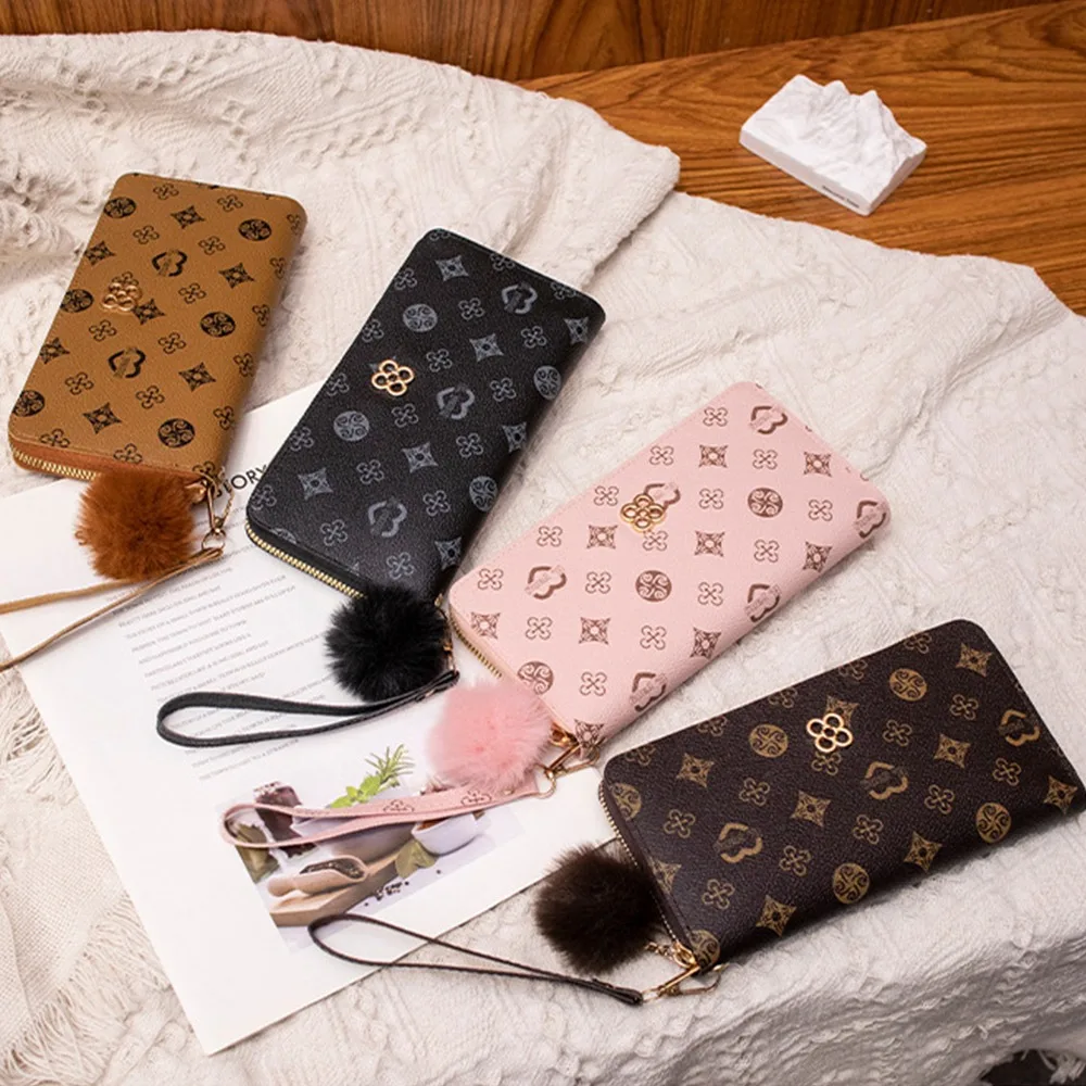 PU Leather Women Long Wallet Large Capacity Fluffy Ball and Printed Decoration Long Clutch Bag Portable Lady Card Holder Women
PU Leather Women Long Wallet Large Capacity Fluffy Ball and Printed Decoration Long Clutch Bag Portable Lady Card Holder Women