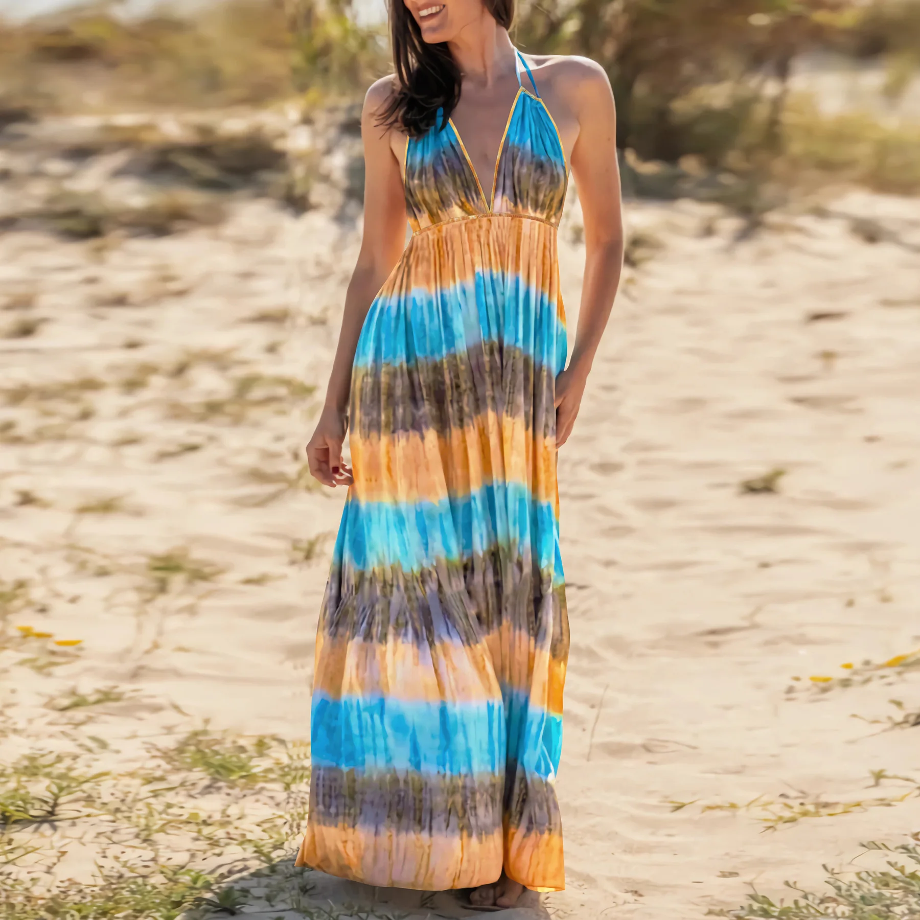 Backless Printed Dress Sexy Slim Fit Tie Dye Suspender Bohemian Beach Long Dress 2025 European American Style Women's Clothing
Backless Printed Dress Sexy Slim Fit Tie Dye Suspender Bohemian Beach Long Dress 2025 European American Style Women's Clothing