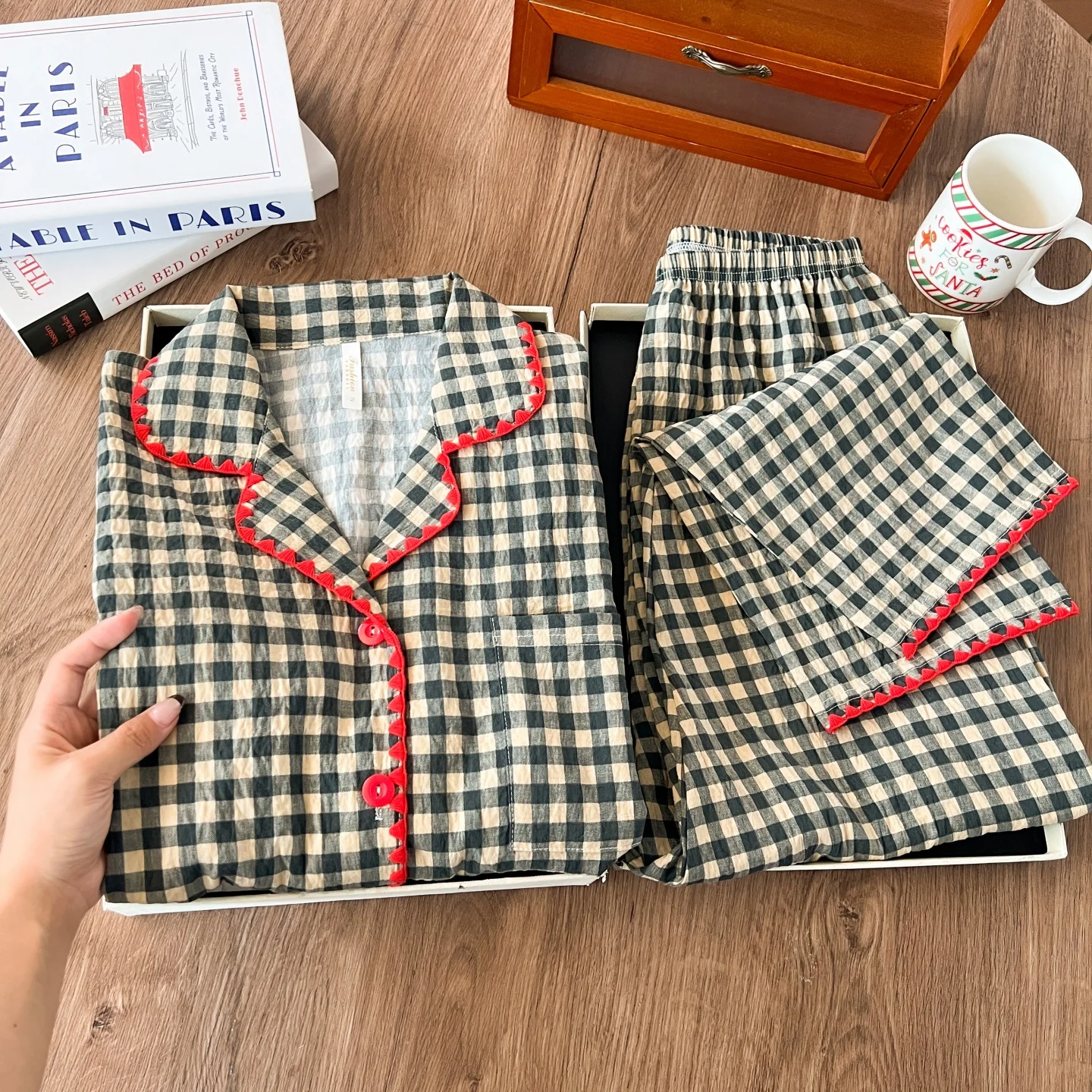 Korean Style Women's Sleepwear Long Sleeve Open Cardigan Casual Plaid Home Clothes Set Spring Autumn New Arrival Comfortable
Korean Style Women's Sleepwear Long Sleeve Open Cardigan Casual Plaid Home Clothes Set Spring Autumn New Arrival Comfortable