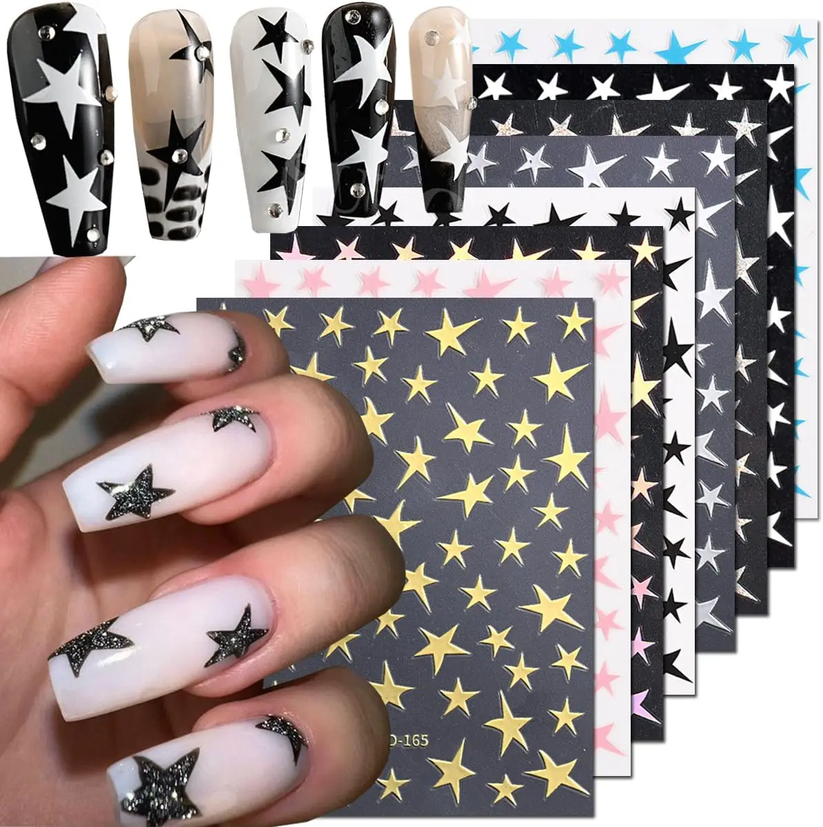 8 Sheets Star Nail Art Stickers - 3D Glitter Holographic Decals for Women DIY Manicure
8 Sheets Star Nail Art Stickers - 3D Glitter Holographic Decals for Women DIY Manicure