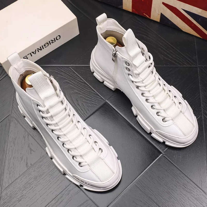 NEW High quality men's casual shoes Leather Platform sneakers Leather trend High top zipper shoes Zapatos Hombre b8
NEW High quality men's casual shoes Leather Platform sneakers Leather trend High top zipper shoes Zapatos Hombre b8