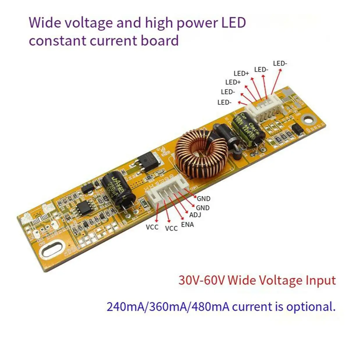SQD-666 LED Constant Current Board 30V-60V Boost Driver Board 240mA 360mA 480mA
SQD-666 LED Constant Current Board 30V-60V Boost Driver Board 240mA 360mA 480mA