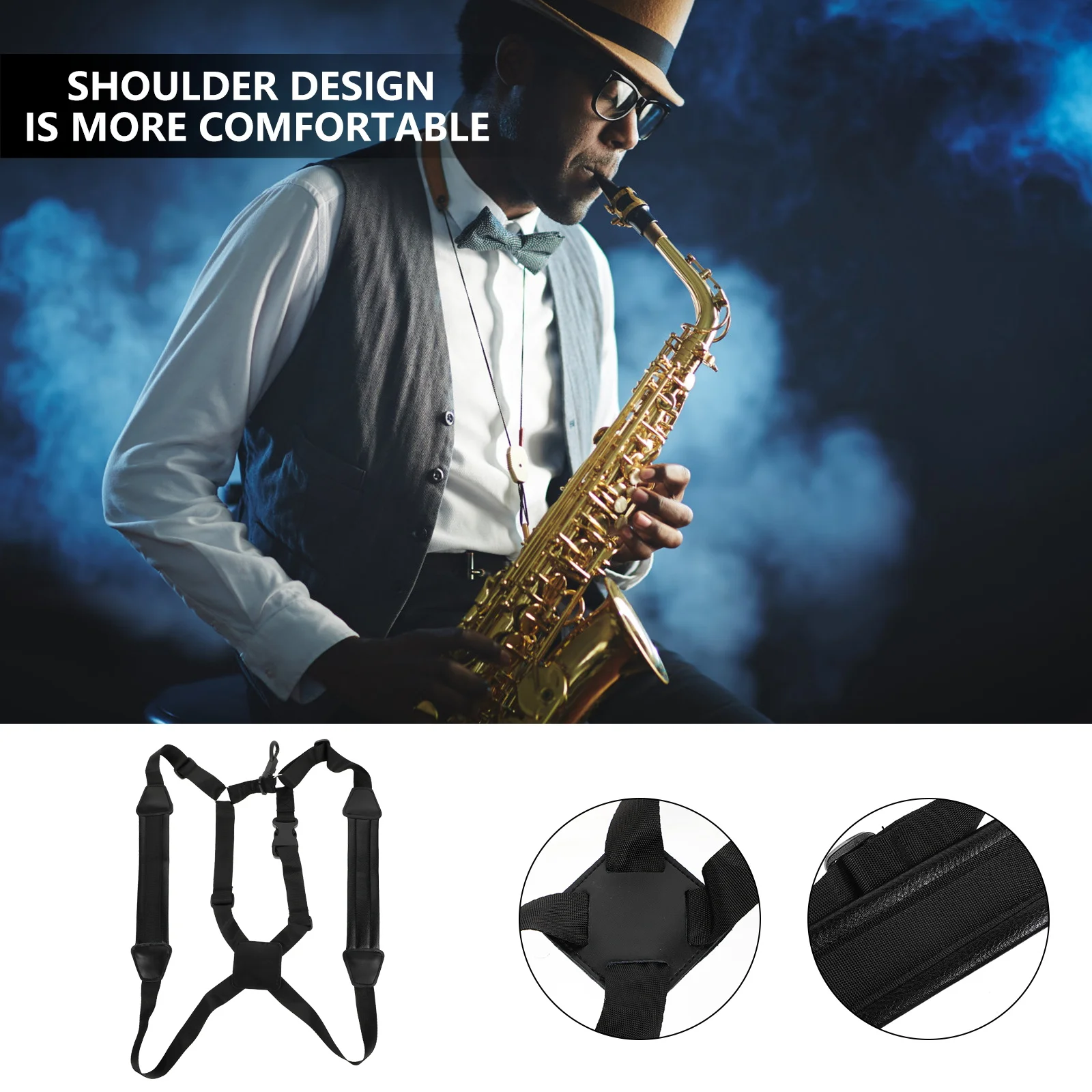 Saxophone Strap Adjustable Medium Small Universal Belt Black Tool Double Shoulder Type PU Comfortable Practical
Saxophone Strap Adjustable Medium Small Universal Belt Black Tool Double Shoulder Type PU Comfortable Practical