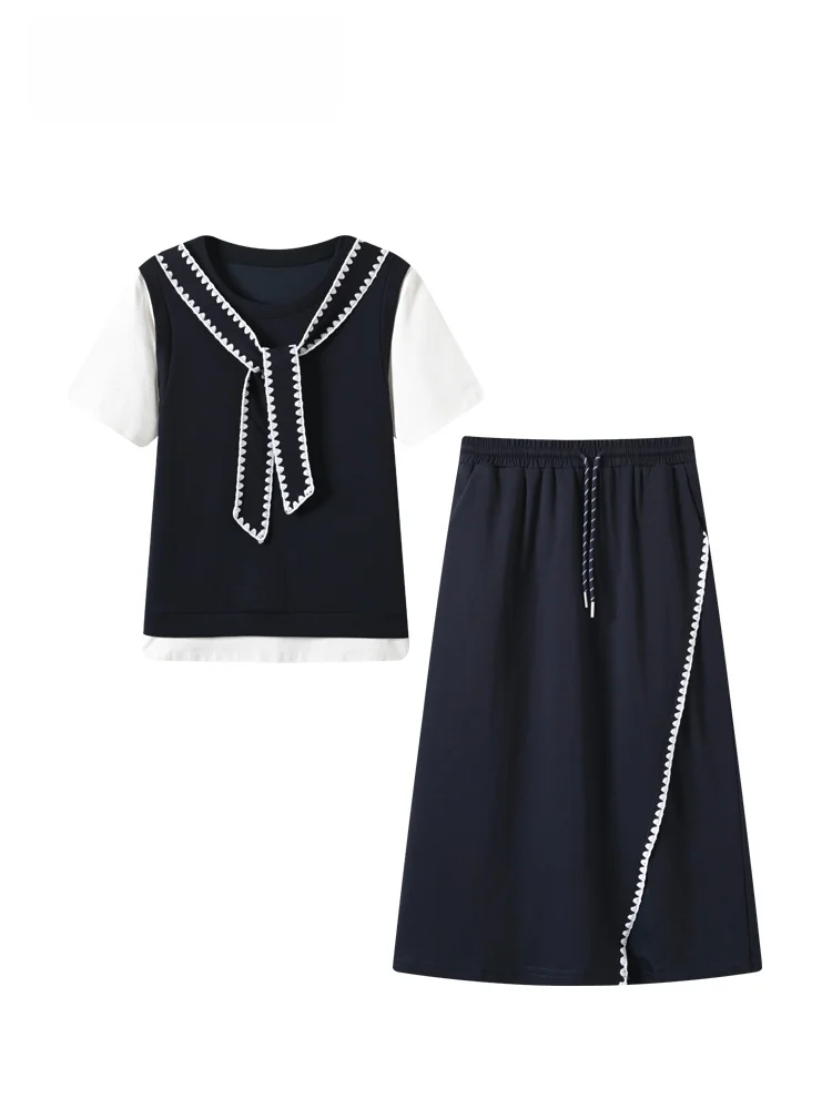 Summer New Style College Wind A-Line Skirt Short Sleeve Women's Set plus Size High Waist Half Body Skirt Fashionable Cot...
Summer New Style College Wind A-Line Skirt Short Sleeve Women's Set plus Size High Waist Half Body Skirt Fashionable Cot...