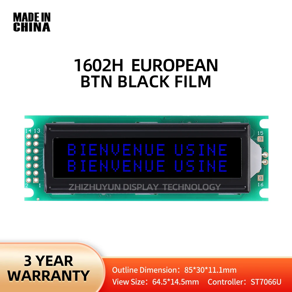 LCD1602H EUROPEAN LCD Display Screen LCD Display BTN Black Film Blue Letter 85 * 30MM Support Solution Development
LCD1602H EUROPEAN LCD Display Screen LCD Display BTN Black Film Blue Letter 85 * 30MM Support Solution Development