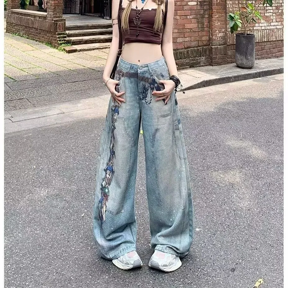 Retro American Graffiti Print Wide Leg Denim Jeans Women's High Waist Loose Straight Drapey Pants Autumn New Style Casual Cot...
Retro American Graffiti Print Wide Leg Denim Jeans Women's High Waist Loose Straight Drapey Pants Autumn New Style Casual Cot...