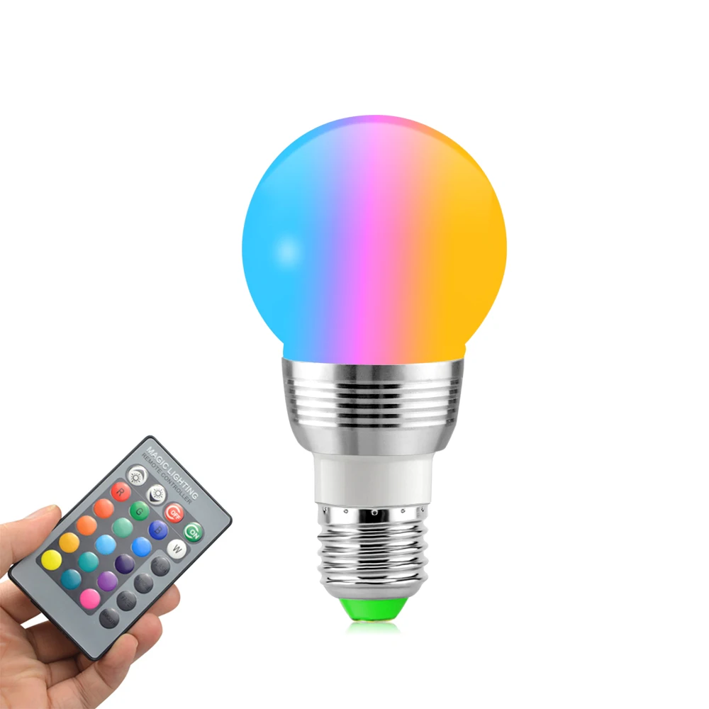E27 RGB LED Bulb Light 220V 110V 24 Key Remote Control Dimmable Led Spotlight Lamp Home Bedroom Decor Lighting AC85V-265V
E27 RGB LED Bulb Light 220V 110V 24 Key Remote Control Dimmable Led Spotlight Lamp Home Bedroom Decor Lighting AC85V-265V