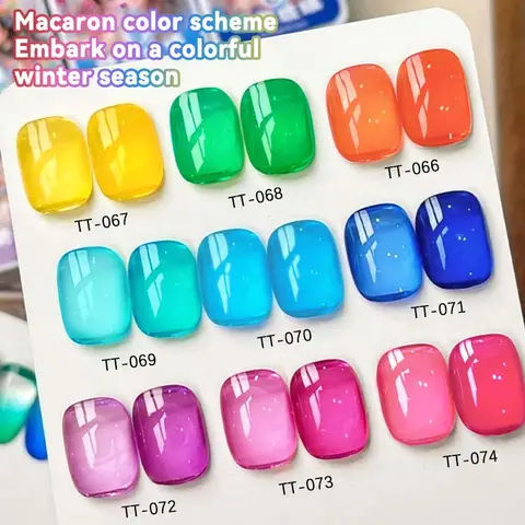 1PC 8ML Jelly Gel Nail Polish Translucent Pink Orange Yellow Natural Gel Nail UV/LED Soak Off Gel Polish for DIY Holiday Gift
