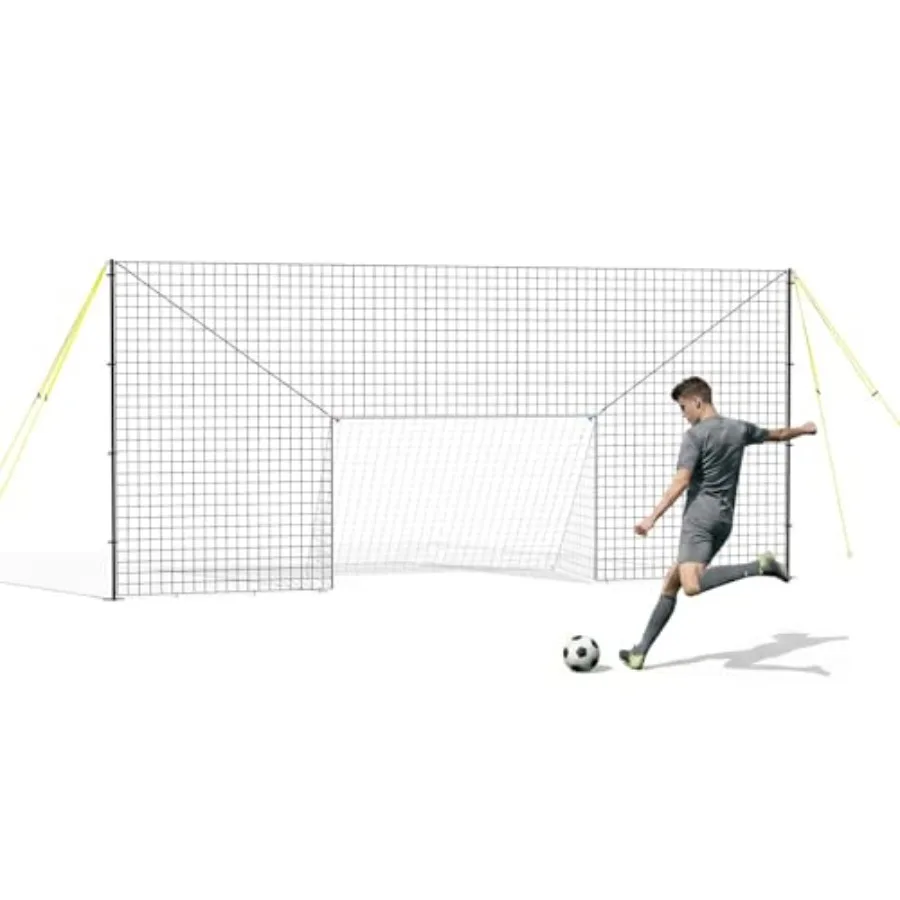3-in-1 Soccer Goal with Rebounder Backstop Net for Backyard Training, HDPE Frame, Black, Portable Adjustable for Shooting, Pass
3-in-1 Soccer Goal with Rebounder Backstop Net for Backyard Training, HDPE Frame, Black, Portable Adjustable for Shooting, Pass