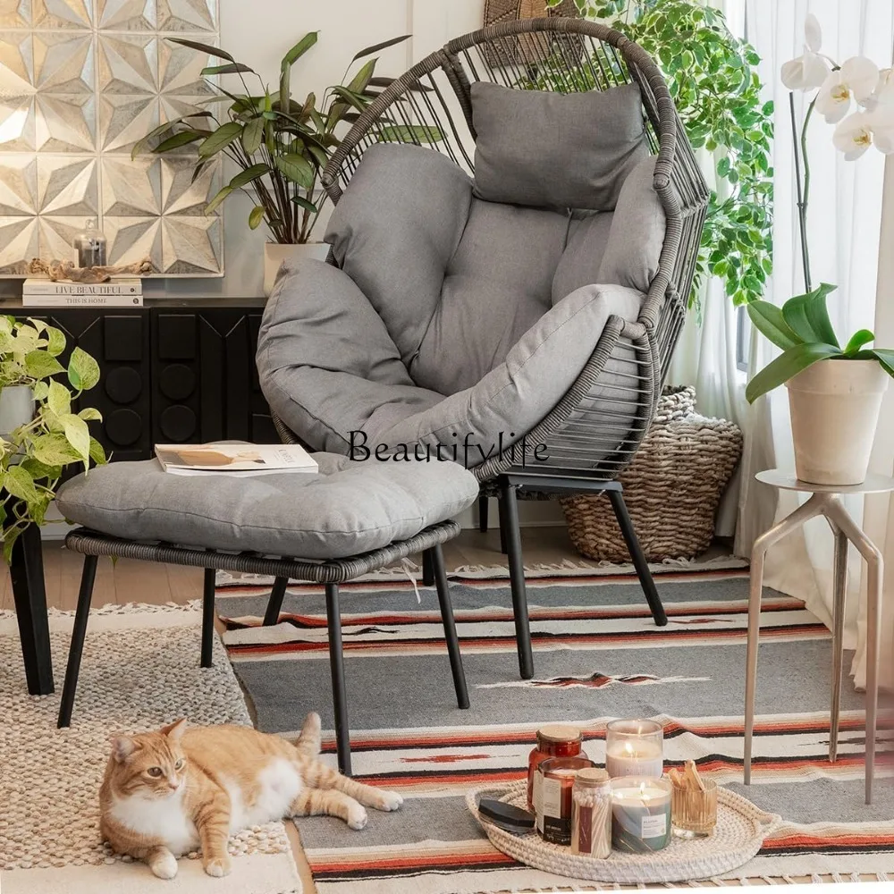 Oversized Stationary Wicker Egg Chair Teardrop Egg Seat Cuddle Cocoon Style Chair with Ottoman Indoor/Outdoor, Grey
Oversized Stationary Wicker Egg Chair Teardrop Egg Seat Cuddle Cocoon Style Chair with Ottoman Indoor/Outdoor, Grey