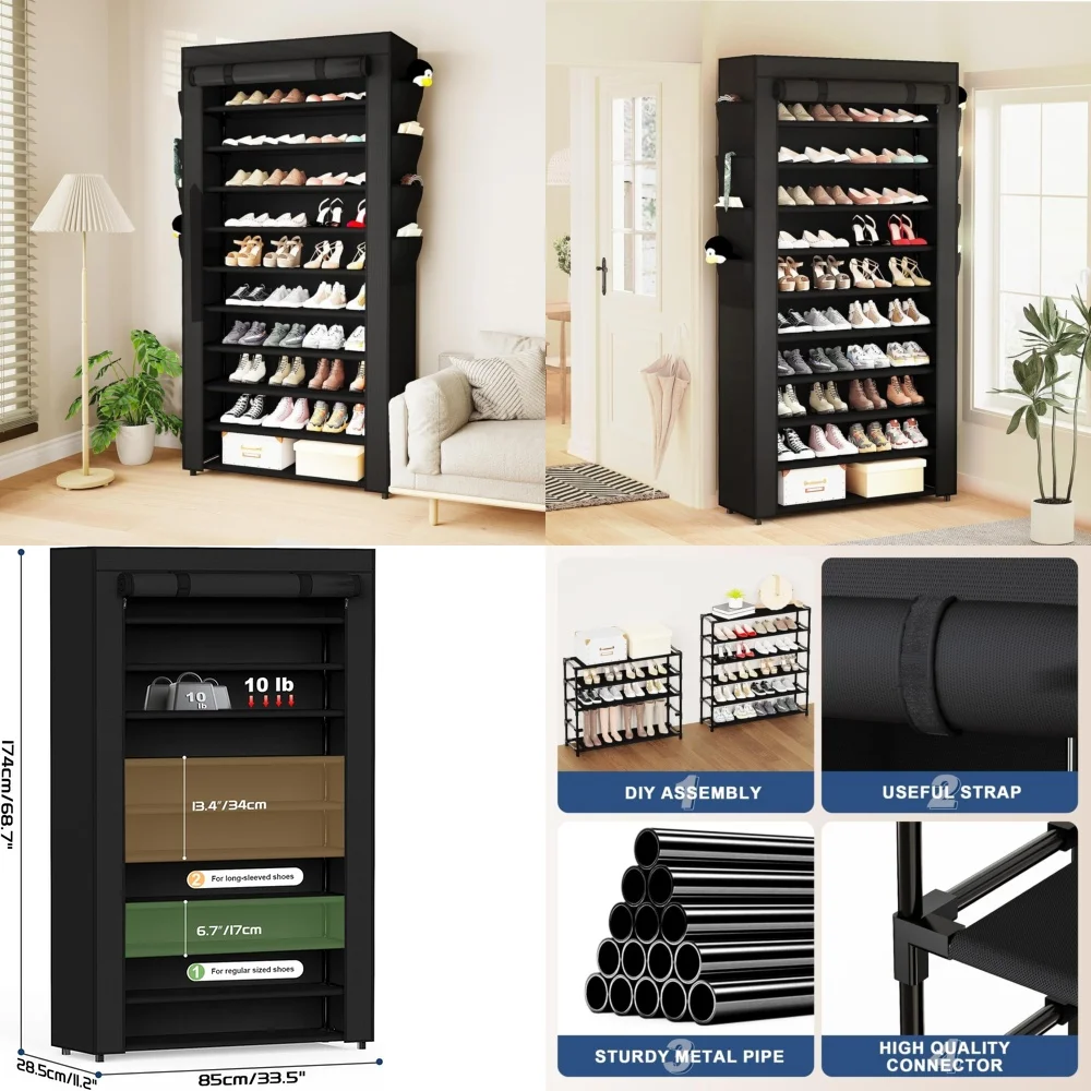 10 Tier Shoe Rack with Cover Tall Shoe Organizer Storage for 50 55 Pairs Modern Space Saving Entryway Closet Organizer Utility
10 Tier Shoe Rack with Cover Tall Shoe Organizer Storage for 50 55 Pairs Modern Space Saving Entryway Closet Organizer Utility