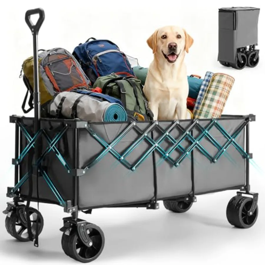 Collapsible Wagon Cart - 440lbs Foldable Extra Long Heavy Duty Utility Wagon with Wheels Portable Storage Grocery Cart for Camp
Collapsible Wagon Cart - 440lbs Foldable Extra Long Heavy Duty Utility Wagon with Wheels Portable Storage Grocery Cart for Camp