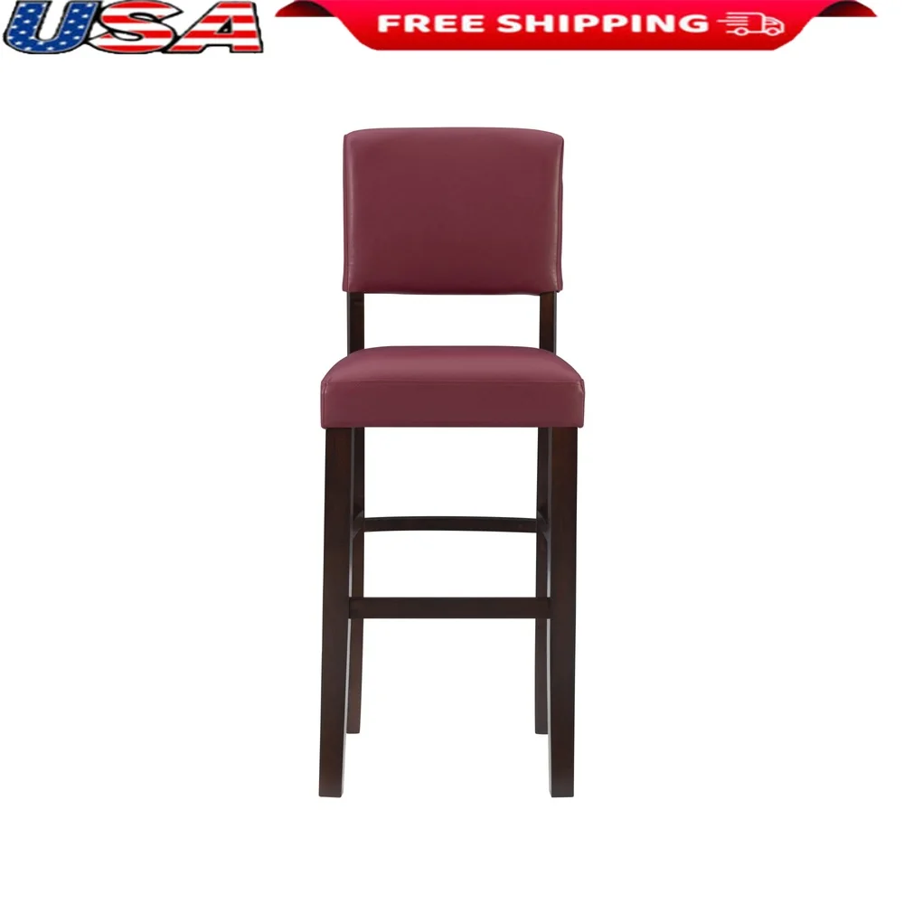 Monaco 30" Full Back Bar Stool Espresso Wood Frame Dark Red Faux Leather Seat Padded Comfortable Dining Kitchen Furniture
Monaco 30" Full Back Bar Stool Espresso Wood Frame Dark Red Faux Leather Seat Padded Comfortable Dining Kitchen Furniture