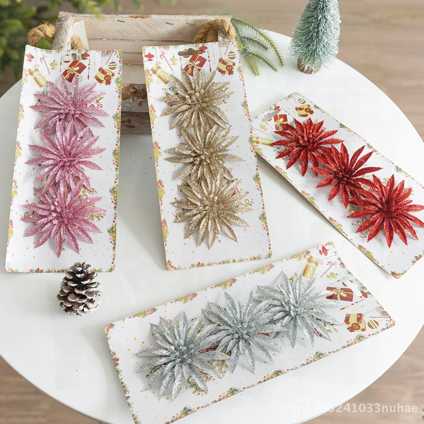 Glitter Artificial Flowers Christmas Tree Decorations - Plastic Fake Flowers Set with Red Pink Champagne & Silver Packs European
Glitter Artificial Flowers Christmas Tree Decorations - Plastic Fake Flowers Set with Red Pink Champagne & Silver Packs European