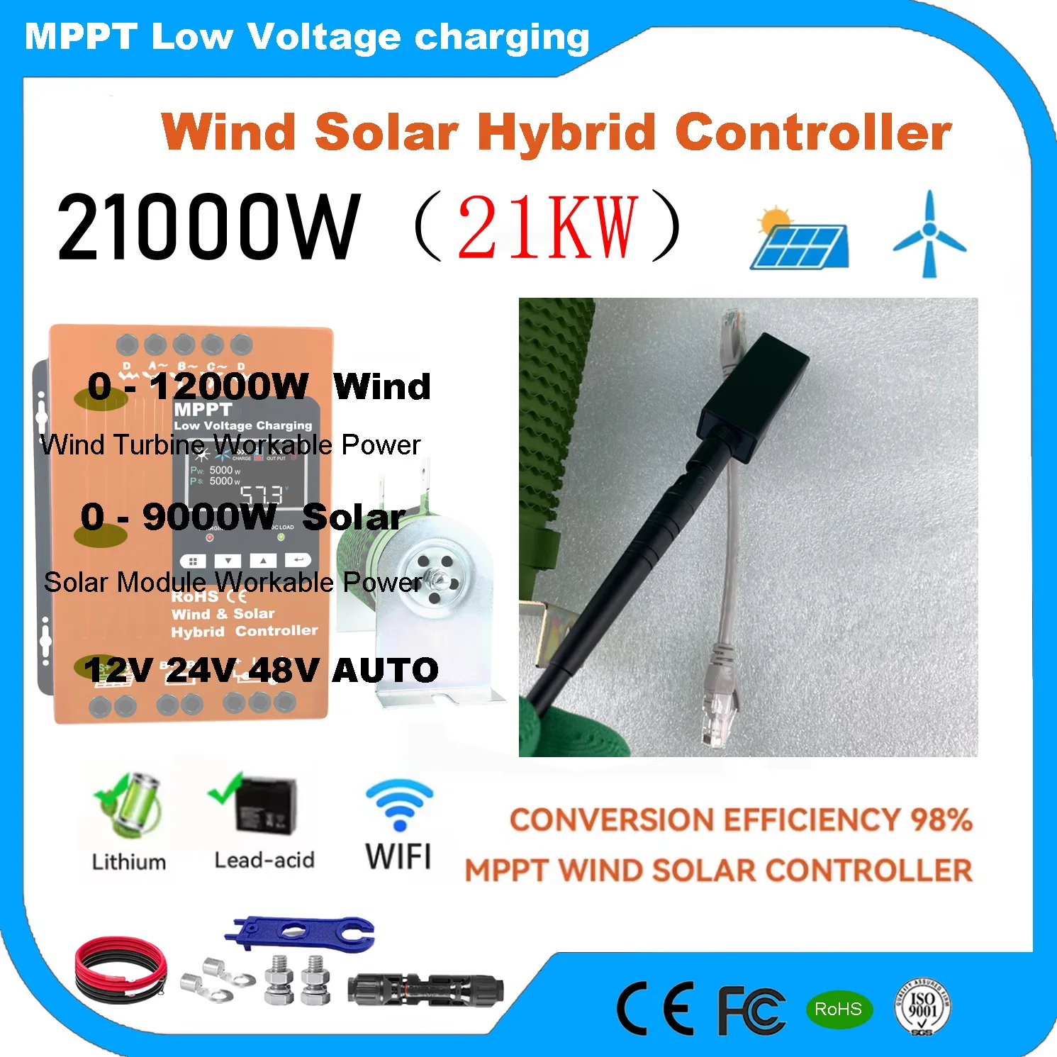 5000W 8000W Wind Solar Hybrid Controller Super Boost Charge 12V 24V 48V With Dump Load For RV Yacht Outdoor Camping Home System
5000W 8000W Wind Solar Hybrid Controller Super Boost Charge 12V 24V 48V With Dump Load For RV Yacht Outdoor Camping Home System