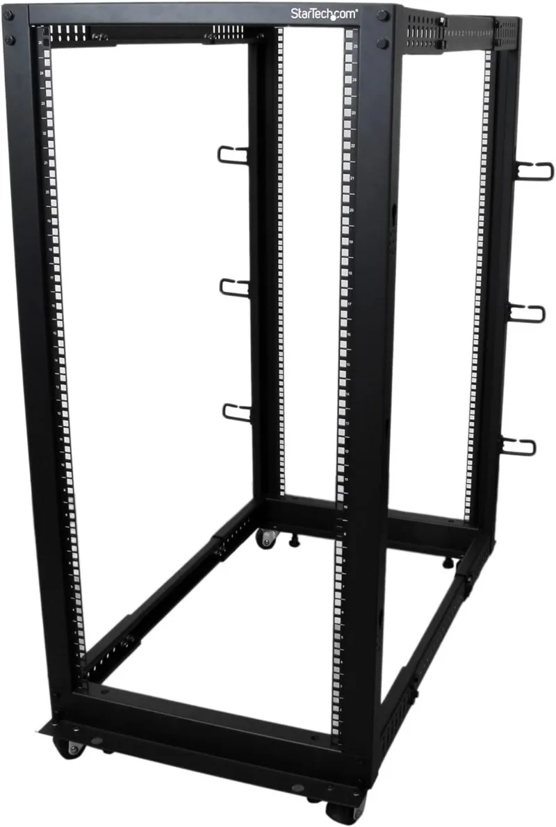 NEW 4-Post 25U Mobile Open Frame Server Rack, 19in Network Rack with Wheels, Rolling Rack for Computer/AV/Data/IT E
NEW 4-Post 25U Mobile Open Frame Server Rack, 19in Network Rack with Wheels, Rolling Rack for Computer/AV/Data/IT E