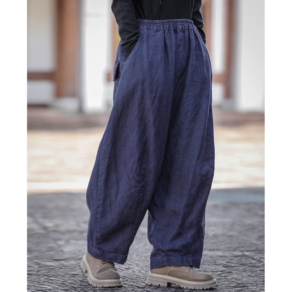 LZJN-Women's Linen Harem Pants, Loose Casual Double Layer, High Waisted, Slimming, Distressed, Monochromatic, Fashionable, Autum
LZJN-Women's Linen Harem Pants, Loose Casual Double Layer, High Waisted, Slimming, Distressed, Monochromatic, Fashionable, Autum