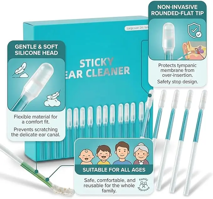 24Pcs Disposable Silicone EarWax Remover sticky ear pick For Kids Olders Adult Ear Cleaner Reusable Adhesive Earpick Swabs Tools
24Pcs Disposable Silicone EarWax Remover sticky ear pick For Kids Olders Adult Ear Cleaner Reusable Adhesive Earpick Swabs Tools