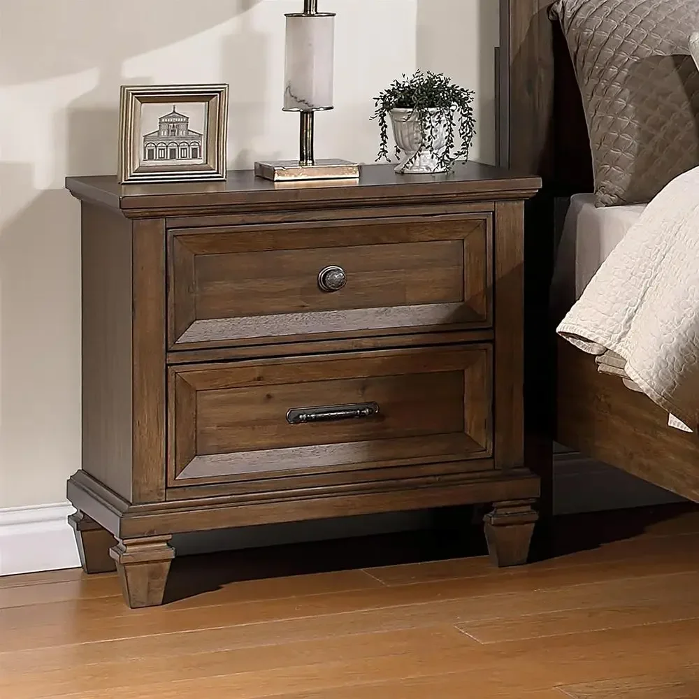 Vintage Mocha 2-Drawer Wood Nightstand with USB Charging
Vintage Mocha 2-Drawer Wood Nightstand with USB Charging