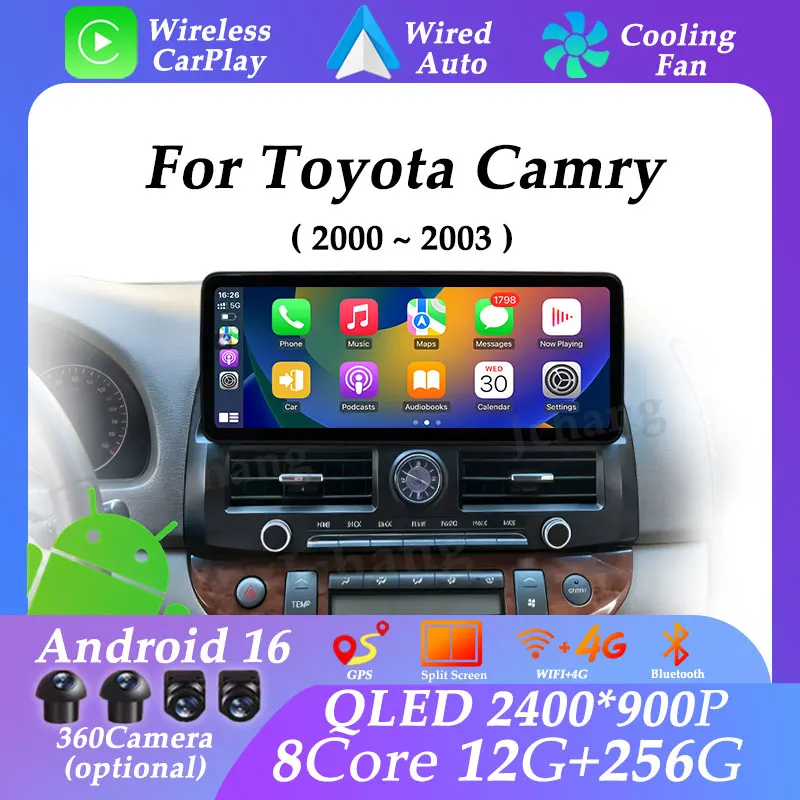 Android 16 Carplay Auto for Toyota Camry 2000 - 2003 UItra-thin Screen Multimedia Player Split Screen GPS Navi Head Unit DSP BT
Android 16 Carplay Auto for Toyota Camry 2000 - 2003 UItra-thin Screen Multimedia Player Split Screen GPS Navi Head Unit DSP BT