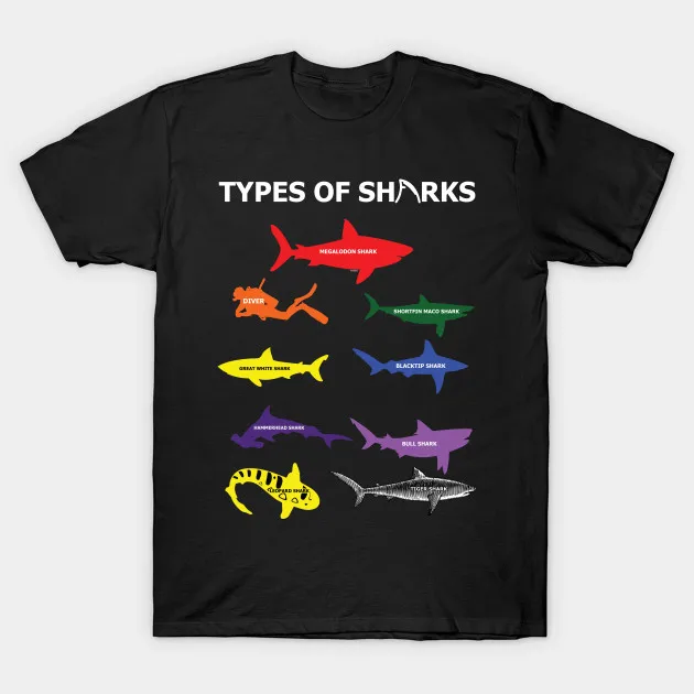 Type of Sharks Marine Life Shark Family Sea Creatures T Shirt New 100% Cotton Short Sleeve O-Neck T-shirt Casual Mens Top
Type of Sharks Marine Life Shark Family Sea Creatures T Shirt New 100% Cotton Short Sleeve O-Neck T-shirt Casual Mens Top