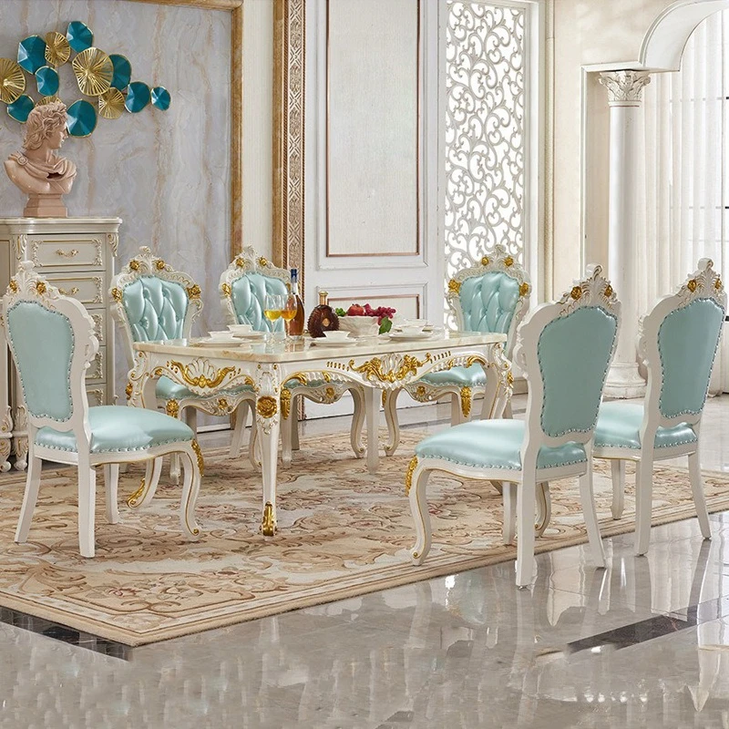 European long table Solid wood leather chair Marble surface Long dining table Household
European long table Solid wood leather chair Marble surface Long dining table Household