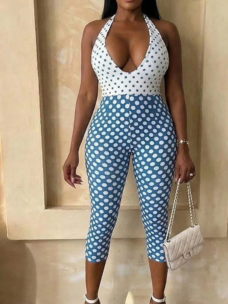 Deep V Neck Polka Dot Print Sexy Sleeveless Halter Jumpsuits for Woman 2026 Fashion Backless Bodycon Skinny Playsuits One Pieces
Deep V Neck Polka Dot Print Sexy Sleeveless Halter Jumpsuits for Woman 2026 Fashion Backless Bodycon Skinny Playsuits One Pieces