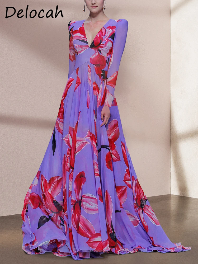 Delocah High Quality Spring Women Fashion Designer Maxi Dress Sexy V-Neck High Waist Flower Printed Beach Holiday Long Dresses
Delocah High Quality Spring Women Fashion Designer Maxi Dress Sexy V-Neck High Waist Flower Printed Beach Holiday Long Dresses
