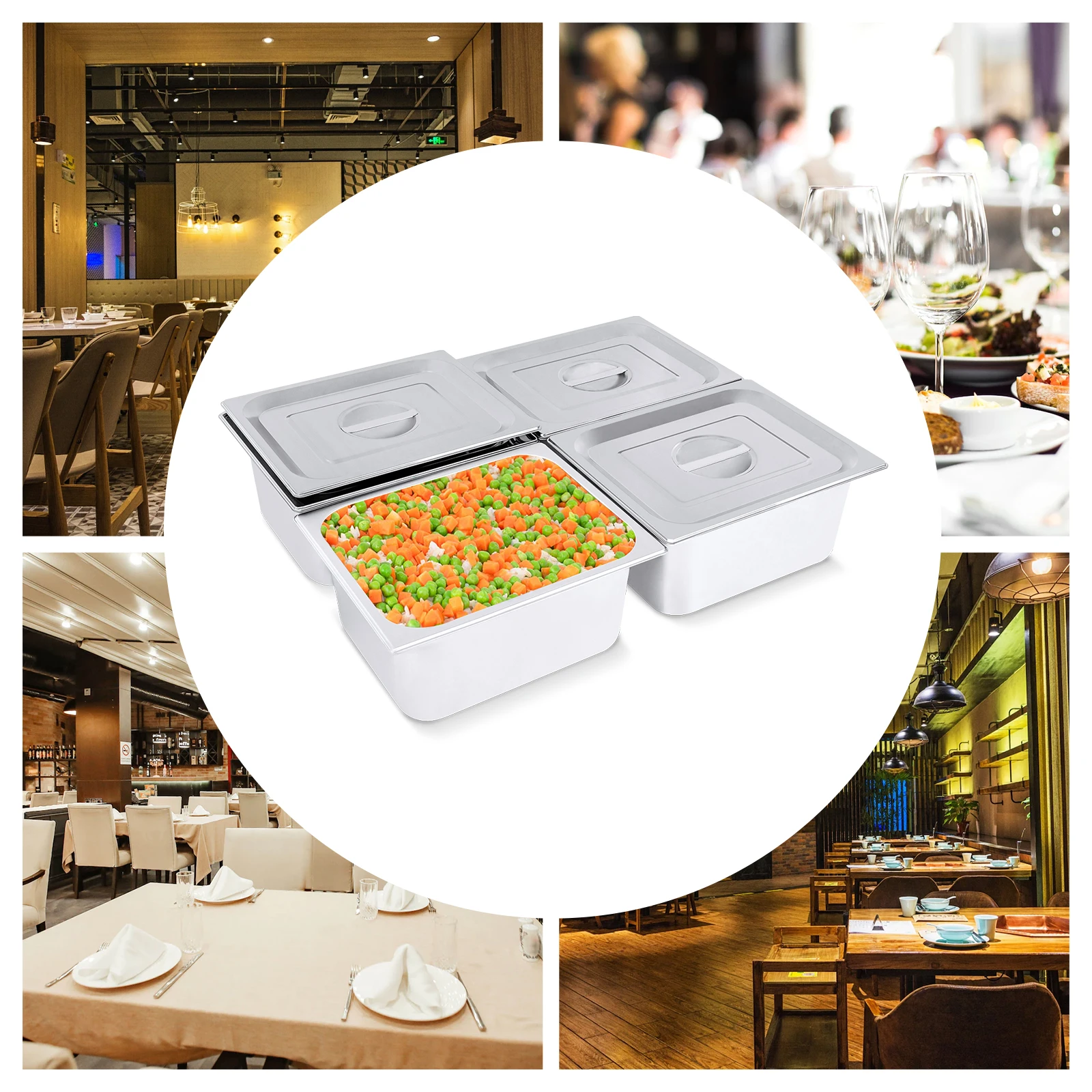 4 Pack 6" Deep 1/2 Size Steam Table Pans and Lids Hotel Food Pan Stainless Steel
4 Pack 6" Deep 1/2 Size Steam Table Pans and Lids Hotel Food Pan Stainless Steel