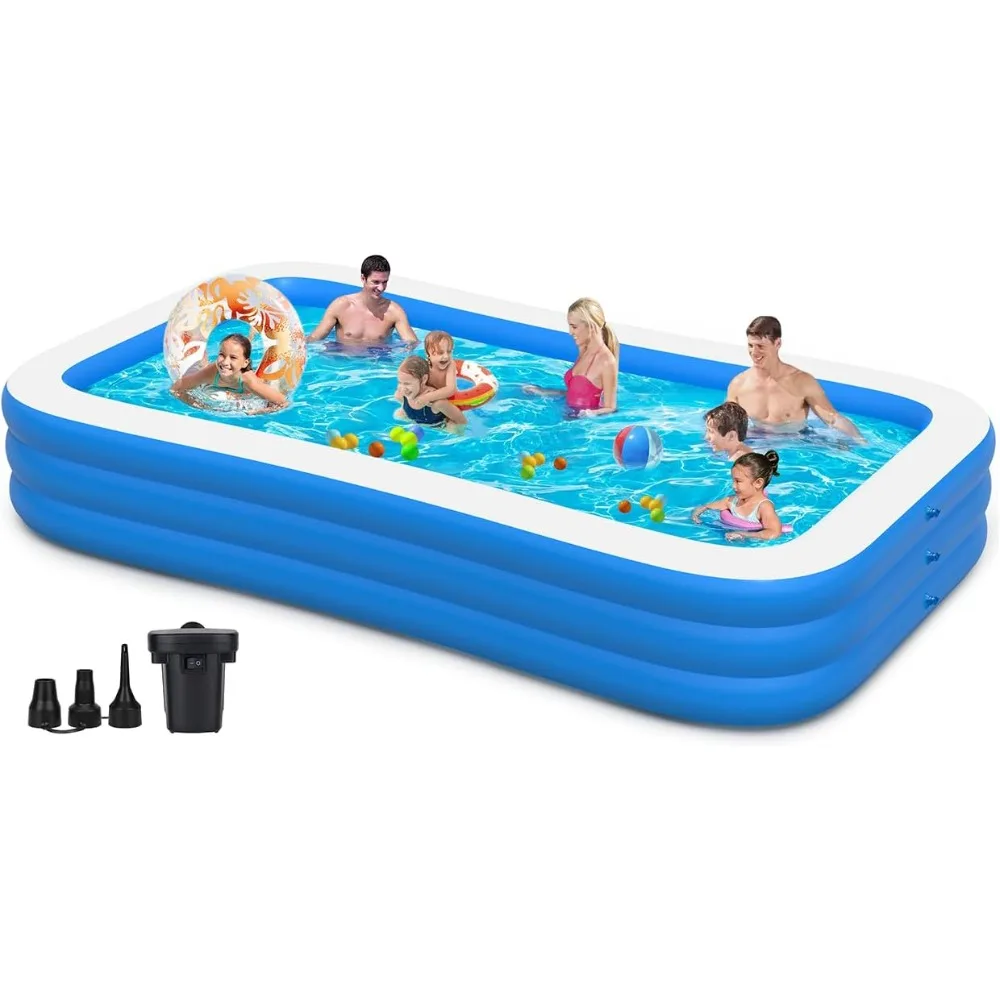 Extra Large Inflatable Swimming Pool with Pump for Adults, 130"x72"x22" Oversized Thickened Blow Up Pool Family Swimming Pools
Extra Large Inflatable Swimming Pool with Pump for Adults, 130"x72"x22" Oversized Thickened Blow Up Pool Family Swimming Pools
