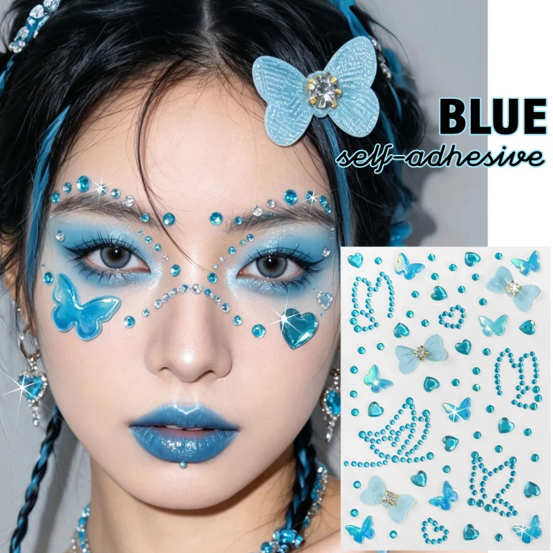 1pc Blue Cool Y2K Face Gems Stickers 3D Butterfly Bow & Heart Rhinestone Self-Adhesive Face Jewels for Festival, Party, Makeup
1pc Blue Cool Y2K Face Gems Stickers 3D Butterfly Bow & Heart Rhinestone Self-Adhesive Face Jewels for Festival, Party, Makeup