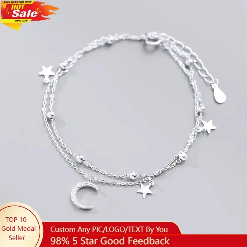 Sparking 925 Sterling Silver Star Moon Bracelets For Women Girls Vintage Korean Crystal Bracelets Party Charm Jewelry Gifts
Sparking 925 Sterling Silver Star Moon Bracelets For Women Girls Vintage Korean Crystal Bracelets Party Charm Jewelry Gifts