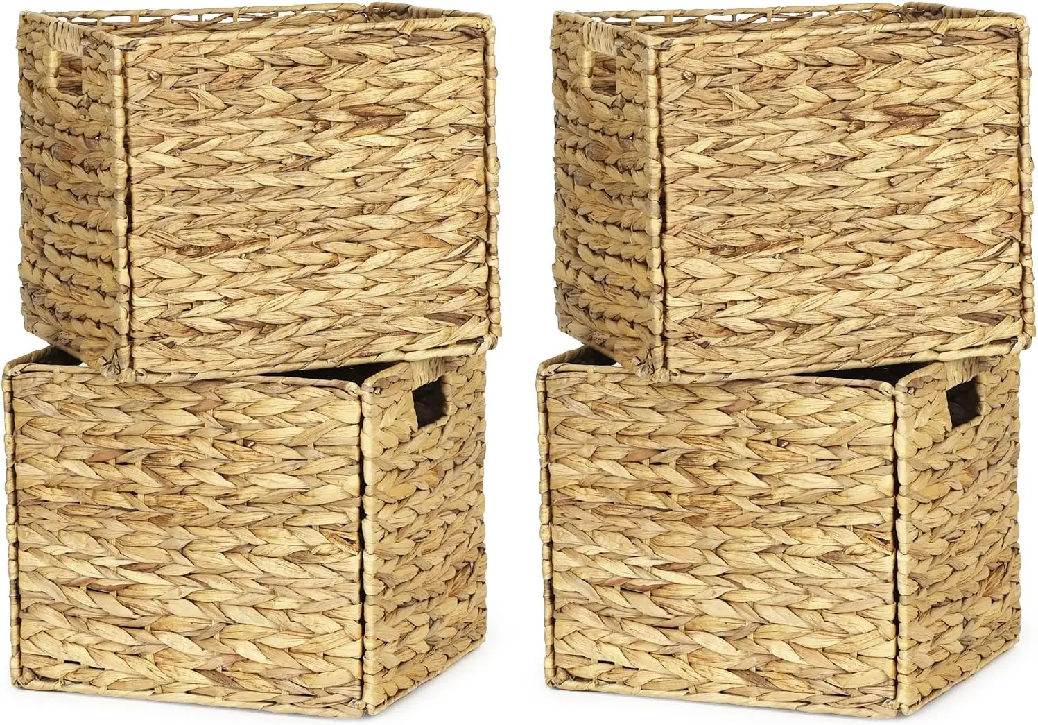 Rectangular Storage Baskets 13x11in, 4 Pack Water Hyacinth Wicker Bins with Handles, Foldable Natural Organizer for Shelves
Rectangular Storage Baskets 13x11in, 4 Pack Water Hyacinth Wicker Bins with Handles, Foldable Natural Organizer for Shelves
