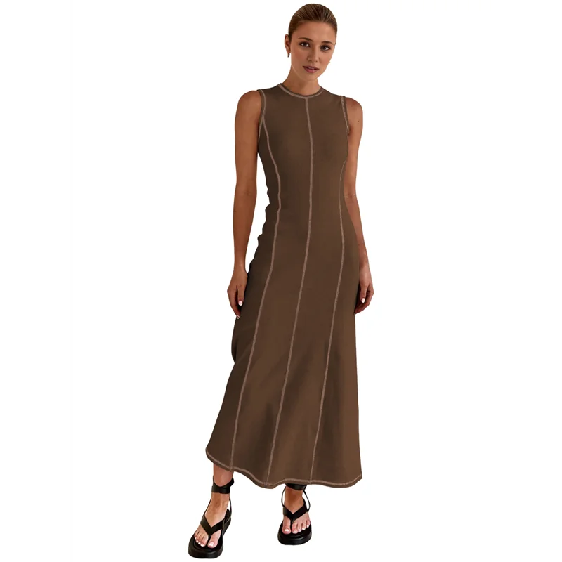 ASDS-Womens Sleeveless T Shirt Dress Summer Contrast Ribbed Knit Tank Maxi Dresses 
ASDS-Womens Sleeveless T Shirt Dress Summer Contrast Ribbed Knit Tank Maxi Dresses