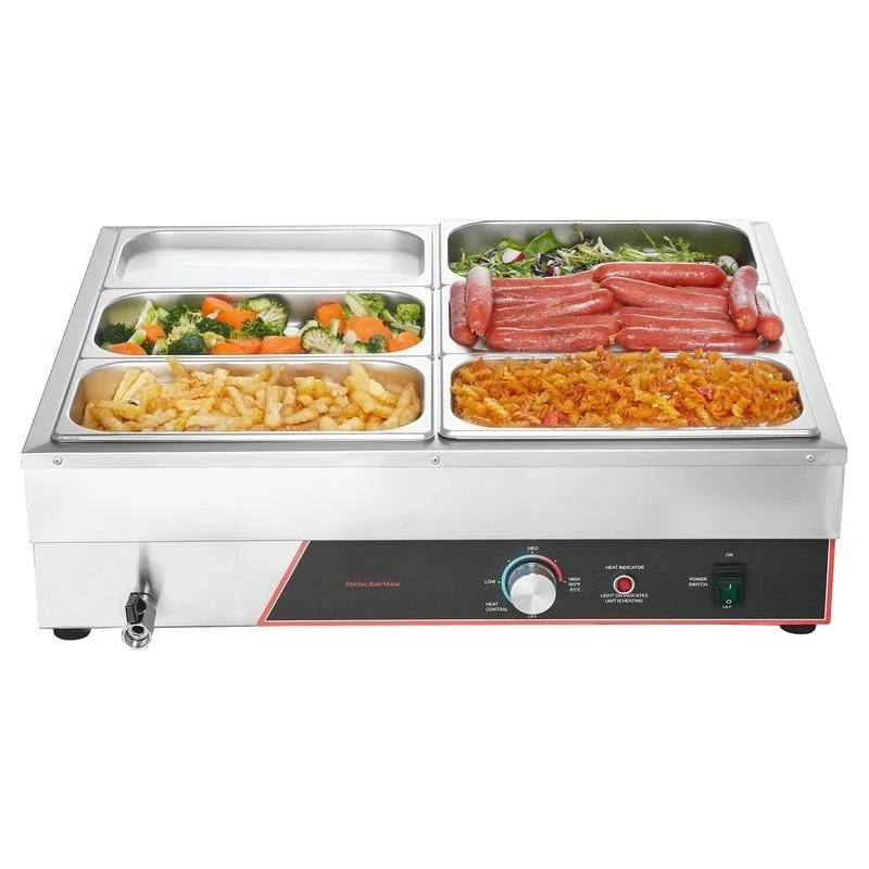 Commercial Food Warmer, 1500W Electric Stainless Steel Steam Food Warming with Lid, 6-Pan Fast Heating Countertop Buffet Bain Marie with Power Cord, for Catering, Restaurant, Party & Buffets
Commercial Food Warmer, 1500W Electric Stainless Steel Steam Food Warming with Lid, 6-Pan Fast Heating Countertop Buffet Bain Marie with Power Cord, for Catering, Restaurant, Party & Buffets