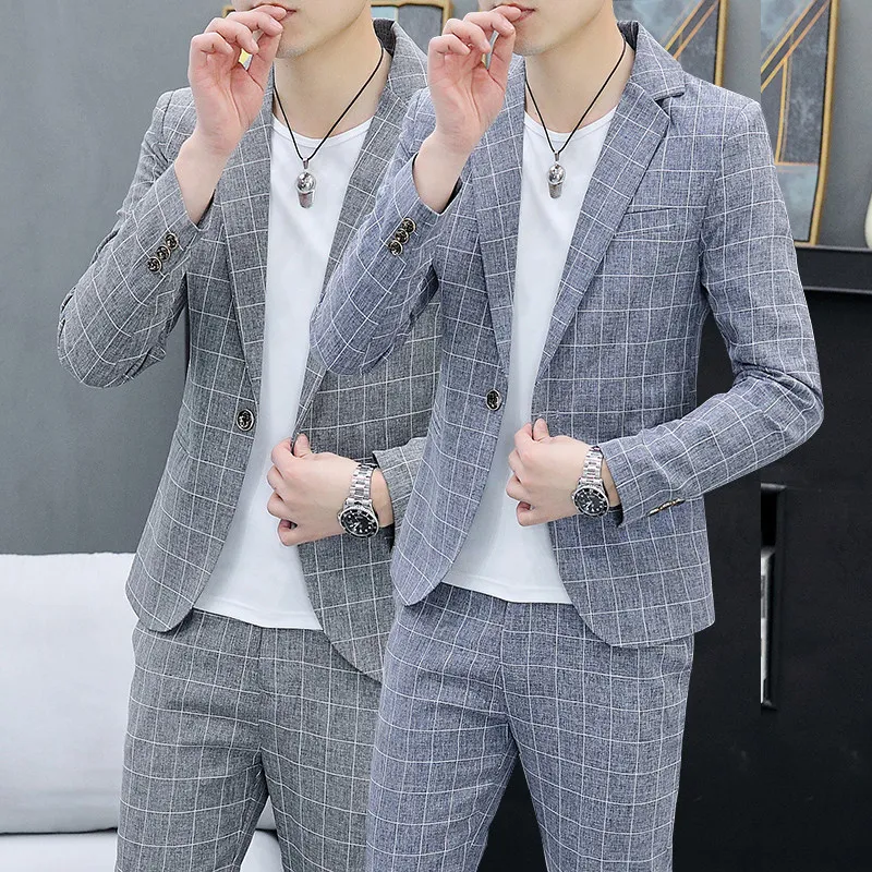 Повседневный мужской костюм-двойка в клетку, приталенный, в британском стиле, модный, корейская версия, осенний сезон, полиэстер
Повседневный мужской костюм-двойка в клетку, приталенный, в британском стиле, модный, корейская версия, осенний сезон, полиэстер