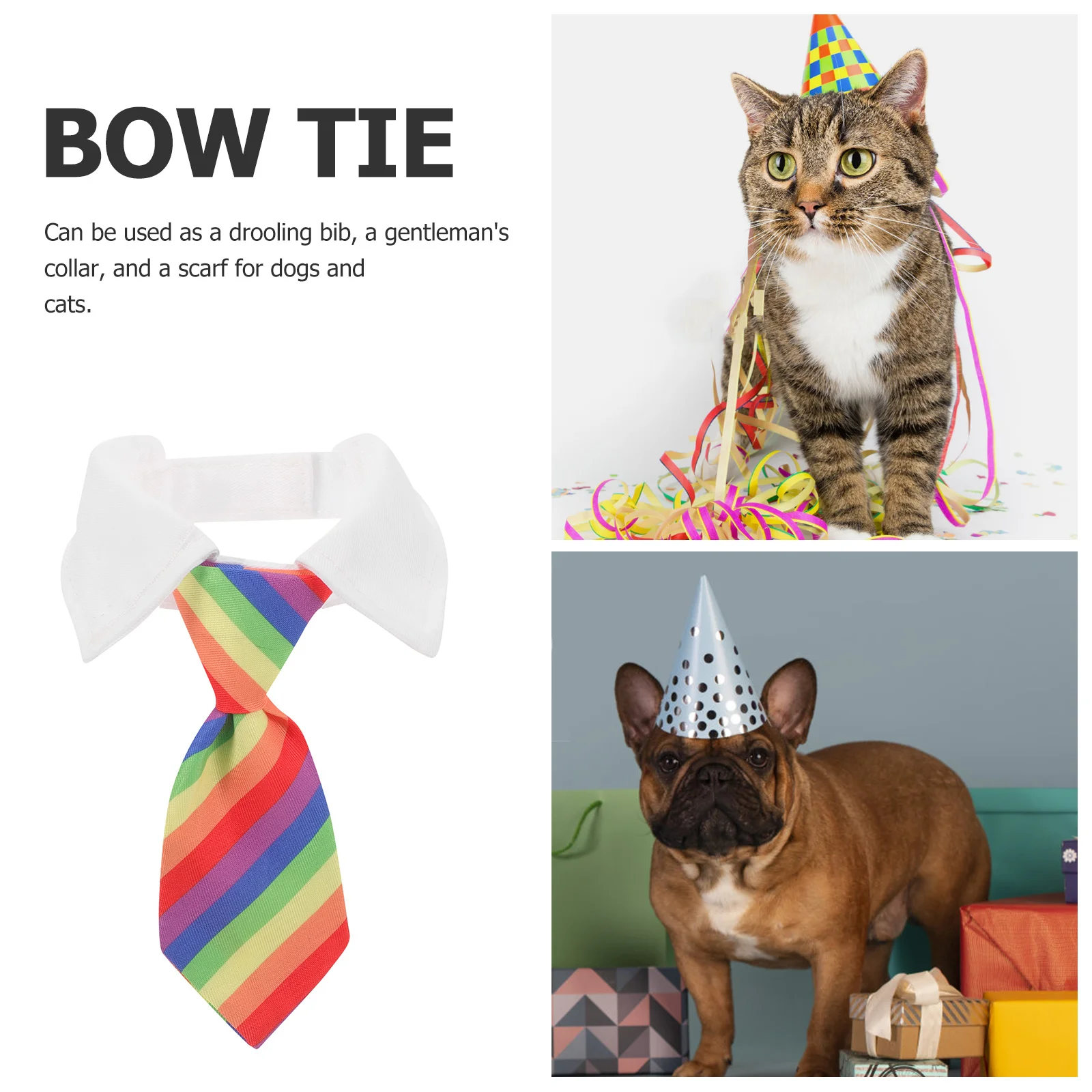 Dog Necktie Collar Rainbow Pattern Wear-Resistant Fabric Pet Costume Bib Gentleman Look Holiday Party Accessory
Dog Necktie Collar Rainbow Pattern Wear-Resistant Fabric Pet Costume Bib Gentleman Look Holiday Party Accessory