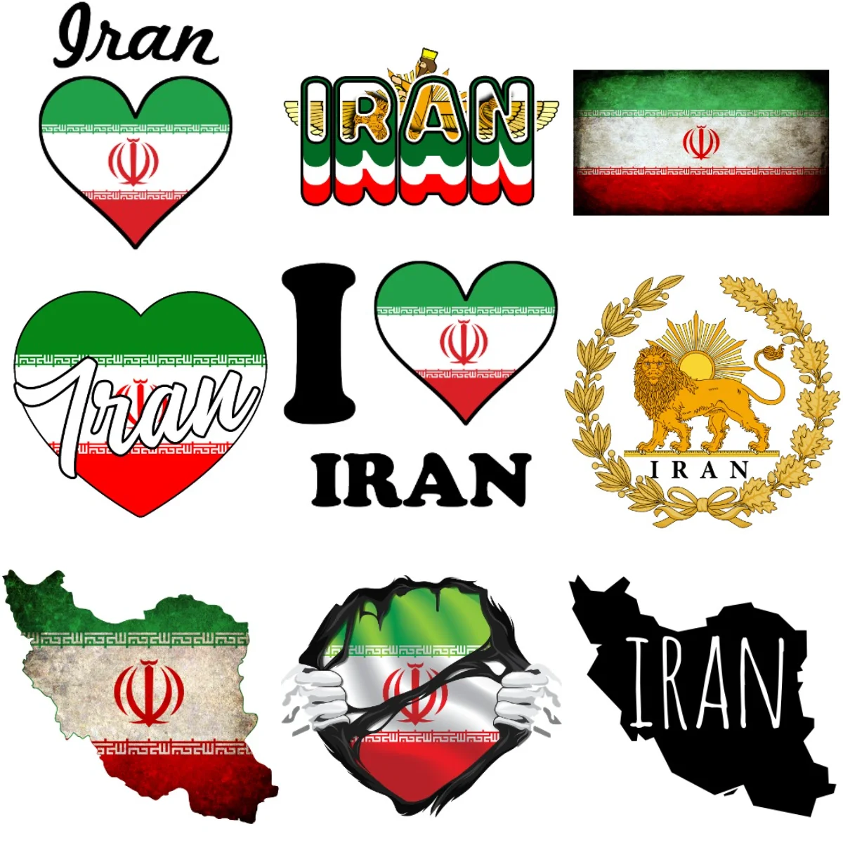 Iran Flag Map National Emblem Creative PVC Car Stickers for Car Motorcycle Bicycle Window Helmet Wall Decoration Accessories
Iran Flag Map National Emblem Creative PVC Car Stickers for Car Motorcycle Bicycle Window Helmet Wall Decoration Accessories