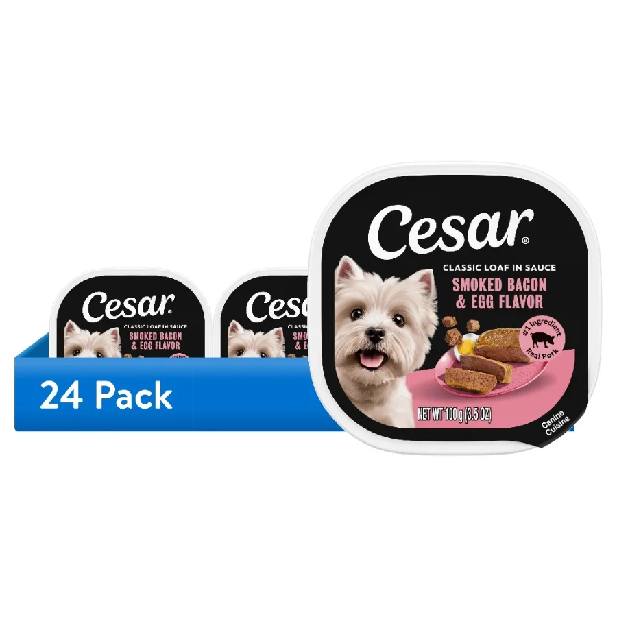 24 pack Classic Loaf in Sauce Wet Dog Food, Bacon and Egg Flavor, 3.5 oz. Easy Peel Trays, 24 Count
24 pack Classic Loaf in Sauce Wet Dog Food, Bacon and Egg Flavor, 3.5 oz. Easy Peel Trays, 24 Count