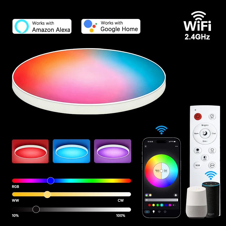 Round Led Ceiling Lamp 30W Smart RGB Ceiling Light AC220V Remote Voice Control Room Lightning Decor Work with Alexa Google Home
Round Led Ceiling Lamp 30W Smart RGB Ceiling Light AC220V Remote Voice Control Room Lightning Decor Work with Alexa Google Home